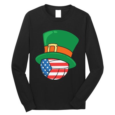 USA Flag Volleyball Leprechaun Patrick Long Sleeve Shirt