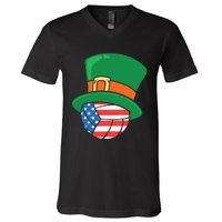 USA Flag Volleyball Leprechaun Patrick V-Neck T-Shirt