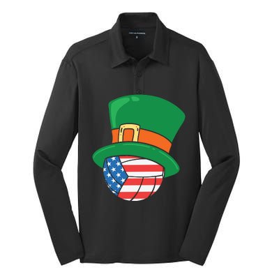 USA Flag Volleyball Leprechaun Patrick Silk Touch Performance Long Sleeve Polo