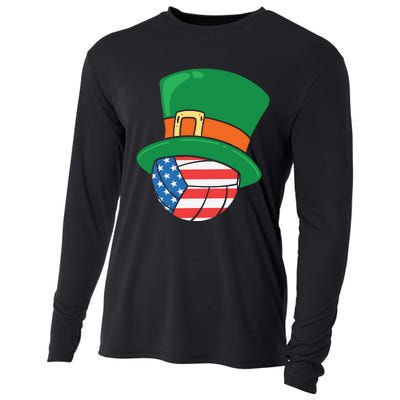 USA Flag Volleyball Leprechaun Patrick Cooling Performance Long Sleeve Crew