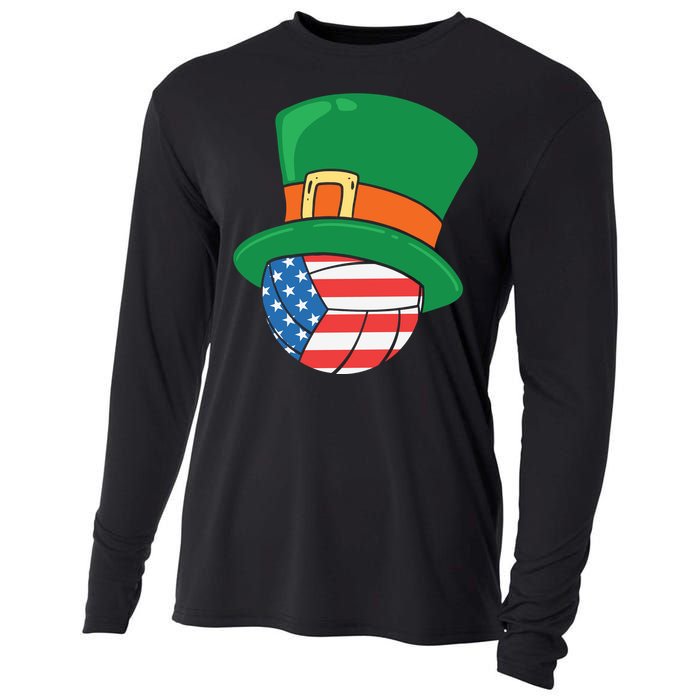 USA Flag Volleyball Leprechaun Patrick Cooling Performance Long Sleeve Crew