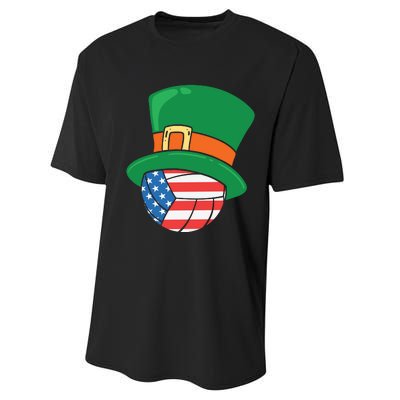 USA Flag Volleyball Leprechaun Patrick Performance Sprint T-Shirt