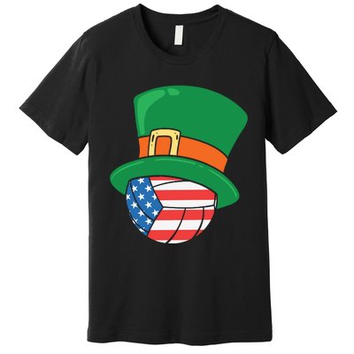 USA Flag Volleyball Leprechaun Patrick Premium T-Shirt