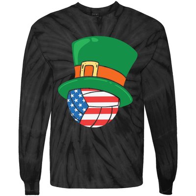 USA Flag Volleyball Leprechaun Patrick Tie-Dye Long Sleeve Shirt