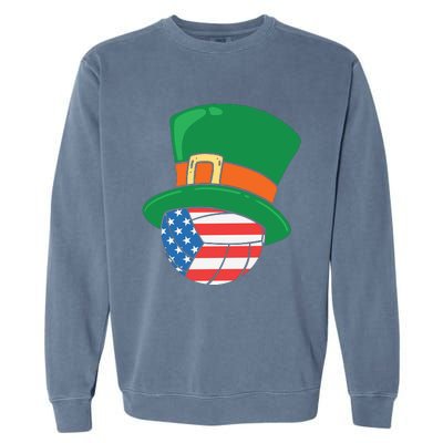 USA Flag Volleyball Leprechaun Patrick Garment-Dyed Sweatshirt