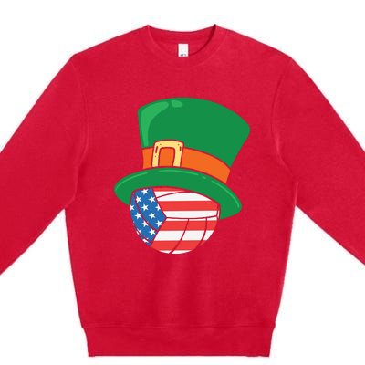 USA Flag Volleyball Leprechaun Patrick Premium Crewneck Sweatshirt