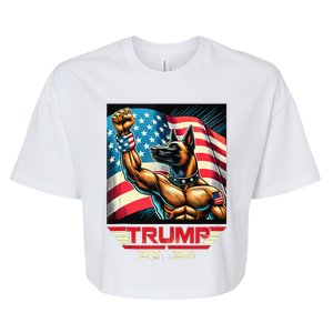 Us Flag Vote For Trump 2024 Fist Belgian Malinois Dog Bella+Canvas Jersey Crop Tee