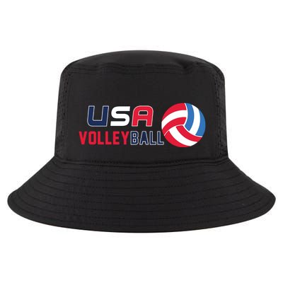 USA Flag Volleyball And Volleyball Cool Comfort Performance Bucket Hat