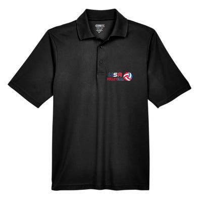 USA Flag Volleyball And Volleyball Men's Origin Performance Pique Polo