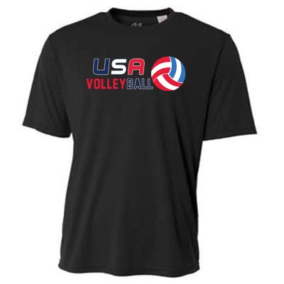 USA Flag Volleyball And Volleyball Cooling Performance Crew T-Shirt