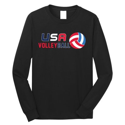 USA Flag Volleyball And Volleyball Long Sleeve Shirt