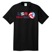 USA Flag Volleyball And Volleyball Tall T-Shirt