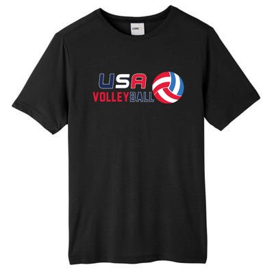 USA Flag Volleyball And Volleyball Tall Fusion ChromaSoft Performance T-Shirt