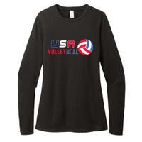 USA Flag Volleyball And Volleyball Womens CVC Long Sleeve Shirt