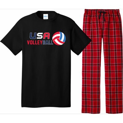 USA Flag Volleyball And Volleyball Pajama Set