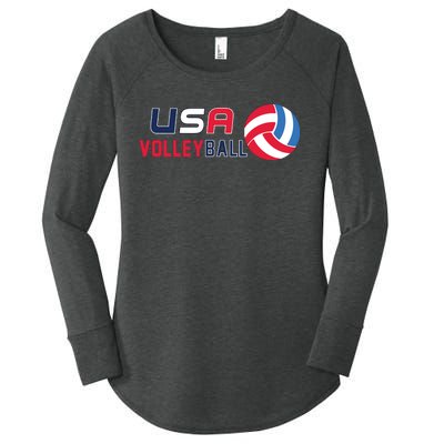 USA Flag Volleyball And Volleyball Women's Perfect Tri Tunic Long Sleeve Shirt