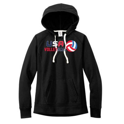 USA Flag Volleyball And Volleyball Women's Fleece Hoodie