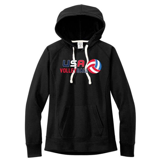 USA Flag Volleyball And Volleyball Women's Fleece Hoodie