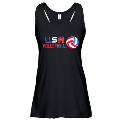 USA Flag Volleyball And Volleyball Ladies Essential Flowy Tank