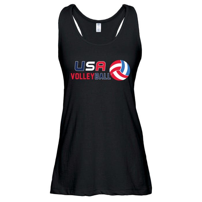 USA Flag Volleyball And Volleyball Ladies Essential Flowy Tank