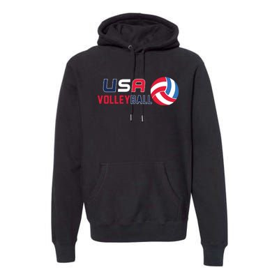 USA Flag Volleyball And Volleyball Premium Hoodie