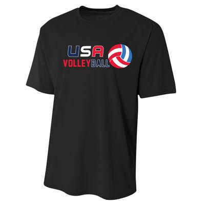 USA Flag Volleyball And Volleyball Performance Sprint T-Shirt