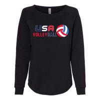 USA Flag Volleyball And Volleyball Womens California Wash Sweatshirt