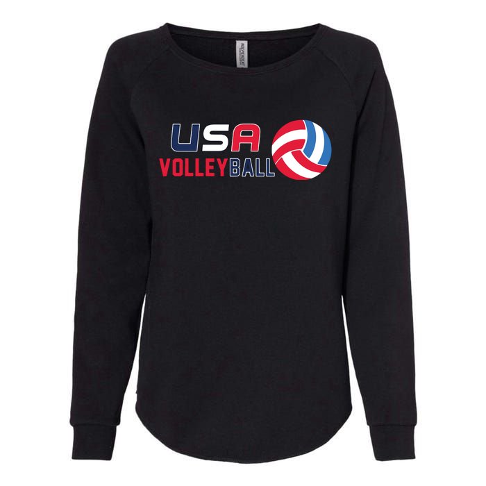 USA Flag Volleyball And Volleyball Womens California Wash Sweatshirt