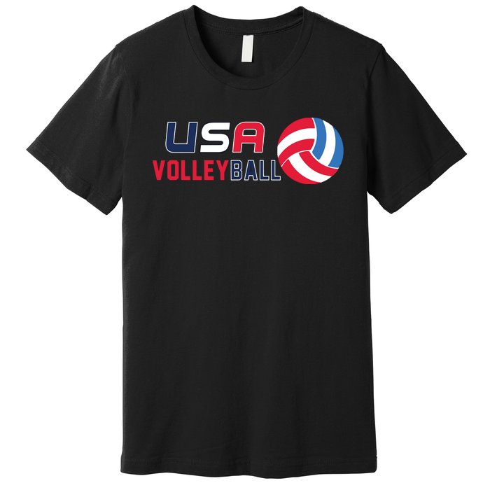 USA Flag Volleyball And Volleyball Premium T-Shirt