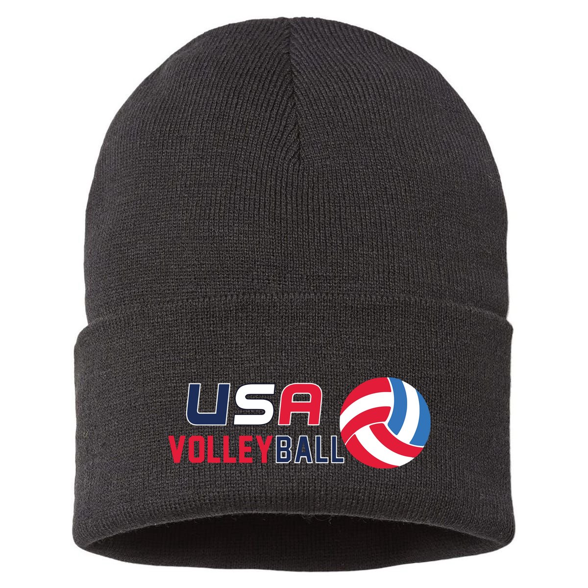 USA Flag Volleyball And Volleyball Sustainable Knit Beanie