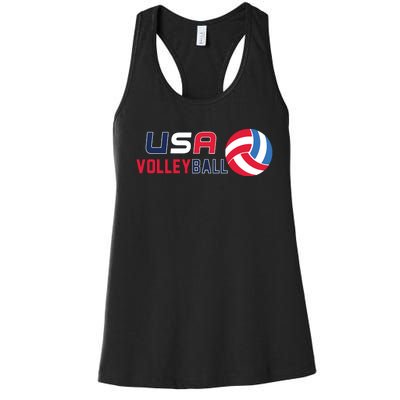 USA Flag Volleyball And Volleyball Women's Racerback Tank