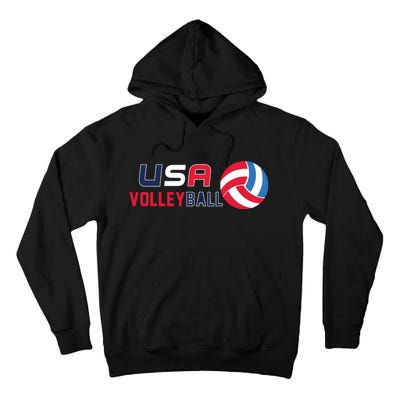 USA Flag Volleyball And Volleyball Tall Hoodie