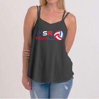 USA Flag Volleyball And Volleyball Women's Strappy Tank