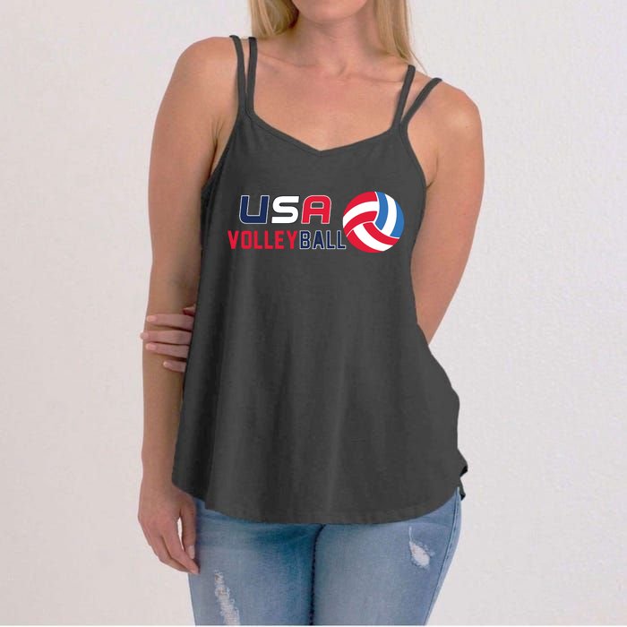 USA Flag Volleyball And Volleyball Women's Strappy Tank