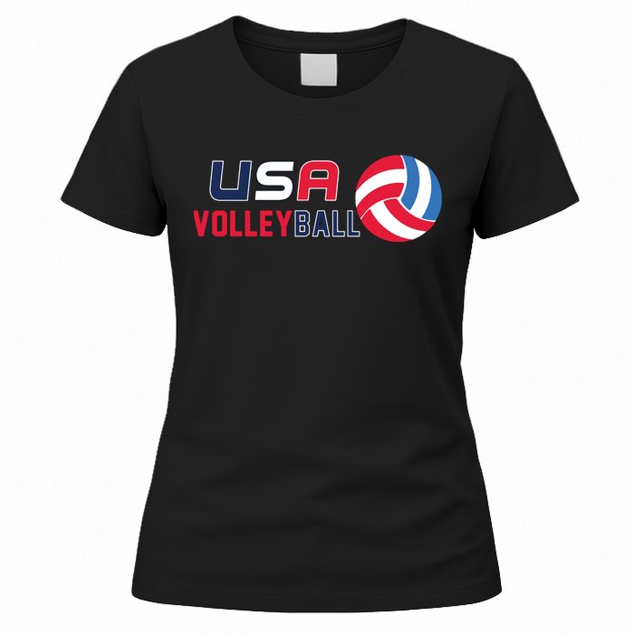 USA Flag Volleyball And Volleyball Women's T-Shirt