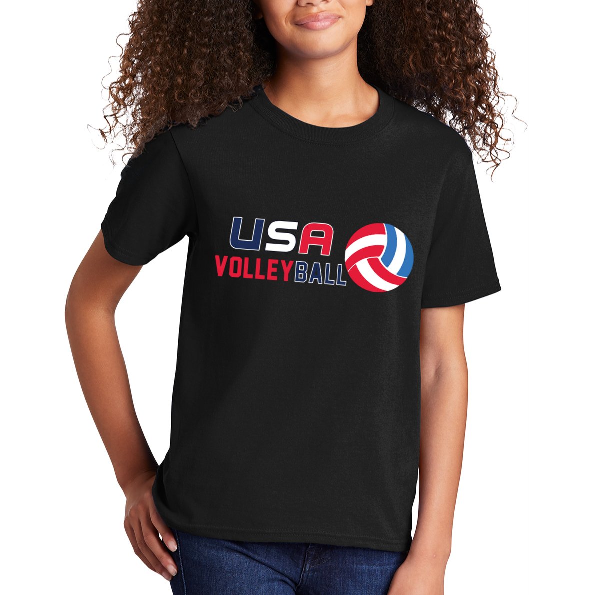 USA Flag Volleyball And Volleyball Kids T-Shirt