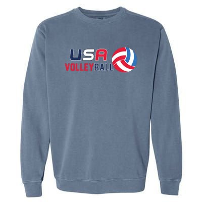 USA Flag Volleyball And Volleyball Garment-Dyed Sweatshirt