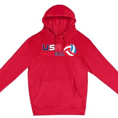 USA Flag Volleyball And Volleyball Premium Pullover Hoodie