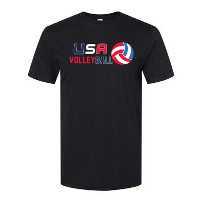 USA Flag Volleyball And Volleyball Softstyle CVC T-Shirt