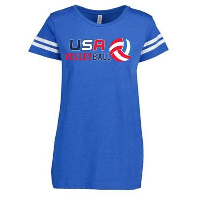 USA Flag Volleyball And Volleyball Enza Ladies Jersey Football T-Shirt