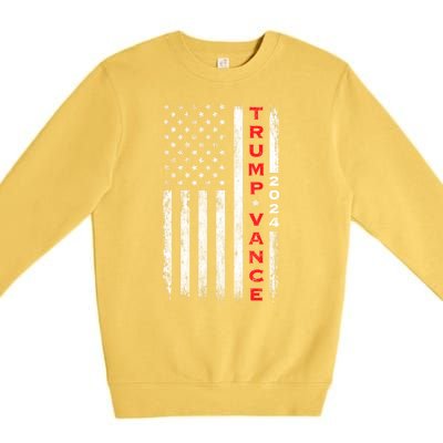 Us Flag Vintage Subdued Vertical Trump Vance 2024 Gift Premium Crewneck Sweatshirt