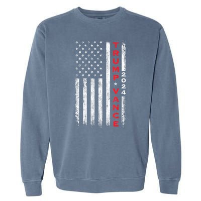 Us Flag Vintage Subdued Vertical Trump Vance 2024 Gift Garment-Dyed Sweatshirt