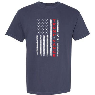 Us Flag Vintage Subdued Vertical Trump Vance 2024 Gift Garment-Dyed Heavyweight T-Shirt