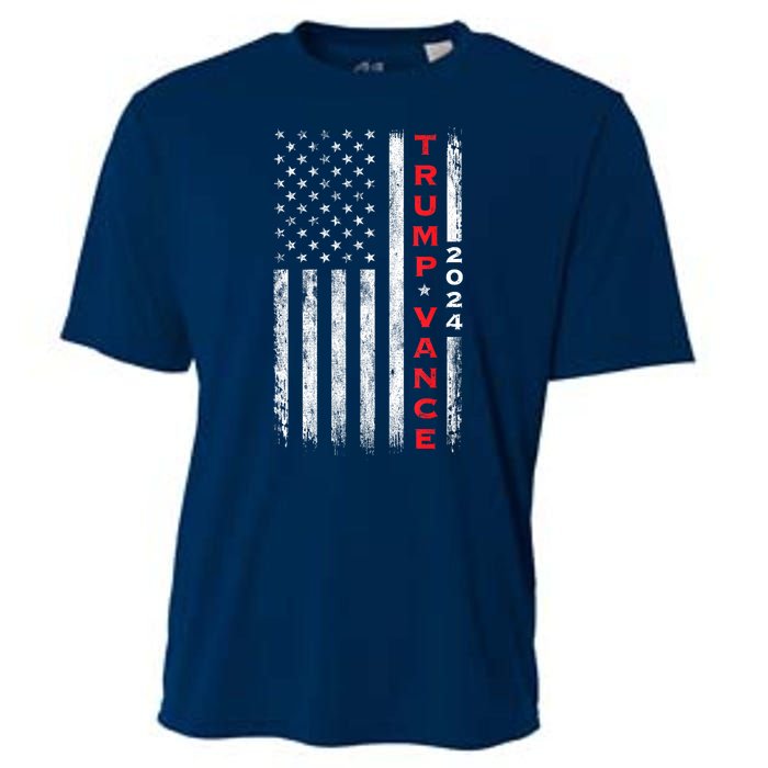 Us Flag Vintage Subdued Vertical Trump Vance 2024 Gift Cooling Performance Crew T-Shirt