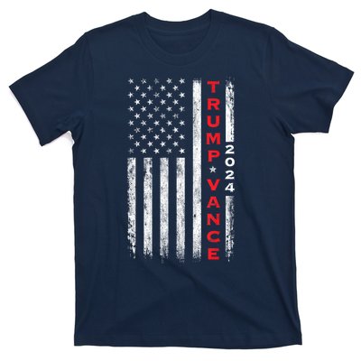 Us Flag Vintage Subdued Vertical Trump Vance 2024 Gift T-Shirt