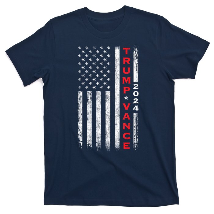 Us Flag Vintage Subdued Vertical Trump Vance 2024 Gift T-Shirt