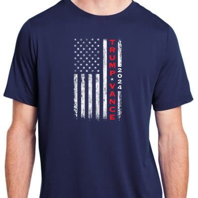 Us Flag Vintage Subdued Vertical Trump Vance 2024 Gift Adult ChromaSoft Performance T-Shirt