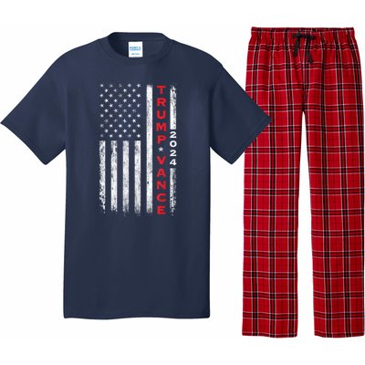 Us Flag Vintage Subdued Vertical Trump Vance 2024 Gift Pajama Set