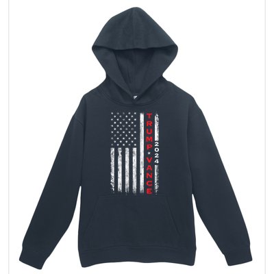 Us Flag Vintage Subdued Vertical Trump Vance 2024 Gift Urban Pullover Hoodie