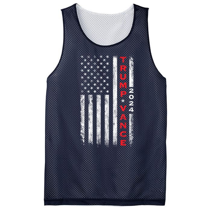 Us Flag Vintage Subdued Vertical Trump Vance 2024 Gift Mesh Reversible Basketball Jersey Tank